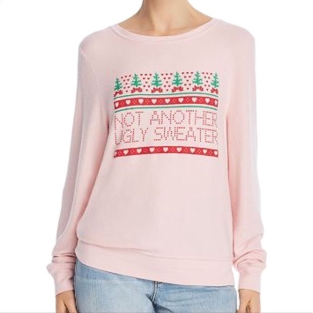 BRAND NWT Wildfox Pink “Not Another Ugly Christmas Sweater” & FREE ALO BIG TOTE